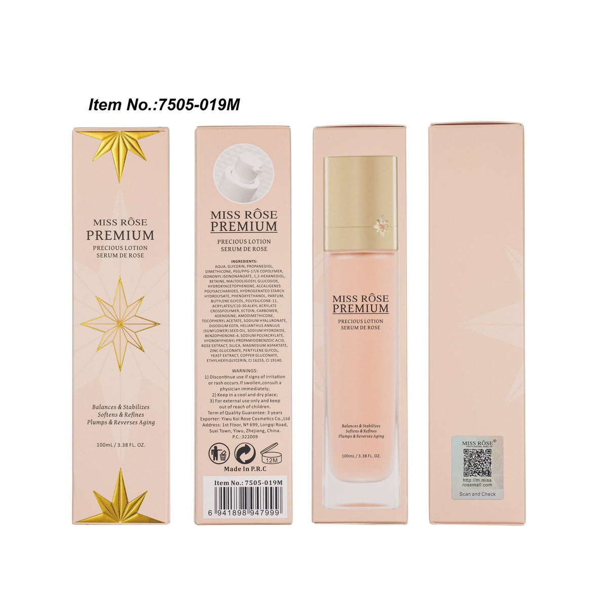 Miss Rose Flower Secret Rose Emerald Pearl Essence Water 100ML